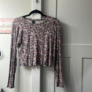 floral crop top long sleeve
